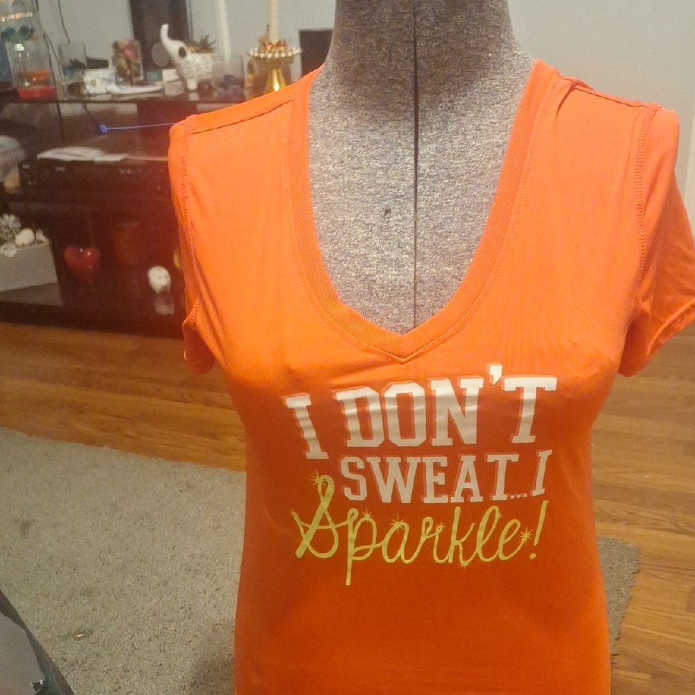 Danskin Bright Orange Active Tee with White Print